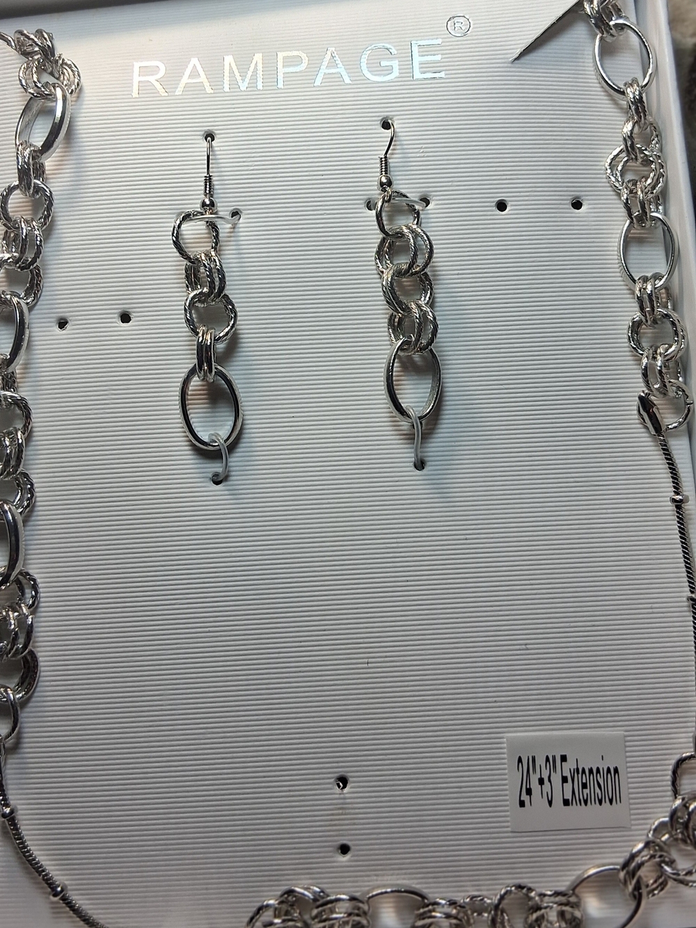 Rampage Silver Chain Link Necklace and Earrings Set
